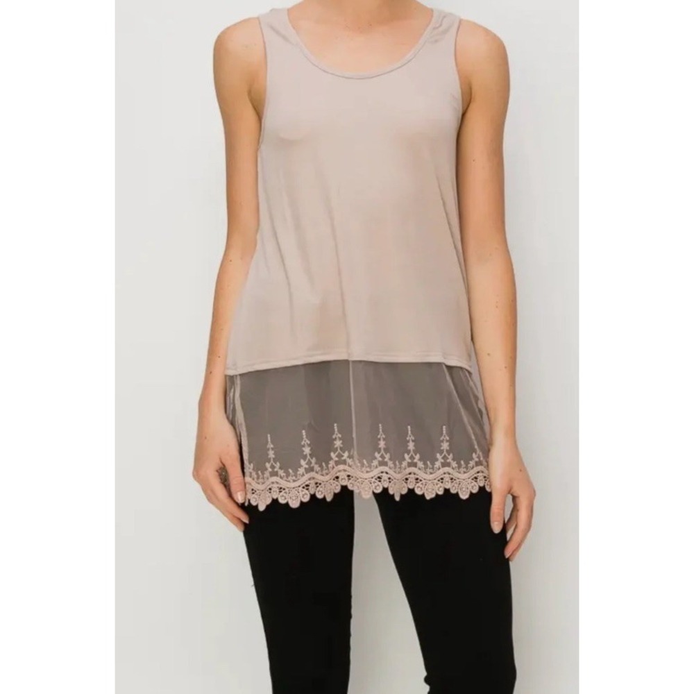 Kathleen Kirkwood‎ Women's Large Blush Pink Layering Tank Lace Trim Blouse